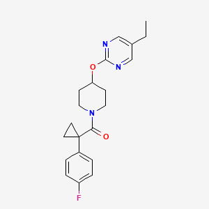 molecular formula C21H24FN3O2 B2625832 5-Ethyl-2-({1-[1-(4-fluorophenyl)cyclopropanecarbonyl]piperidin-4-yl}oxy)pyrimidine CAS No. 2380172-54-1