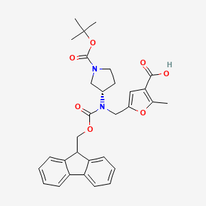 molecular formula C31H34N2O7 B2625905 5-({[(3S)-1-[(tert-butoxy)carbonyl]pyrrolidin-3-yl]({[(9H-fluoren-9-yl)methoxy]carbonyl})amino}methyl)-2-methylfuran-3-carboxylicacid CAS No. 2137069-46-4