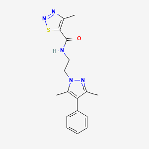 N-(2-(3,5-dimethyl-4-phenyl-1H-pyrazol-1-yl)ethyl)-4-methyl-1,2,3-thiadiazole-5-carboxamide
