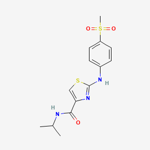 molecular formula C14H17N3O3S2 B2626035 N-isopropyl-2-((4-(methylsulfonyl)phenyl)amino)thiazole-4-carboxamide CAS No. 1209885-97-1