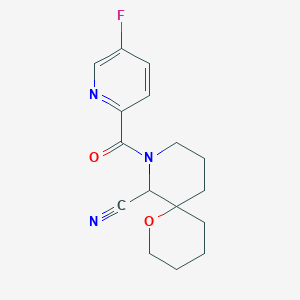 molecular formula C16H18FN3O2 B2626106 8-(5-Fluoropyridine-2-carbonyl)-1-oxa-8-azaspiro[5.5]undecane-7-carbonitrile CAS No. 1948657-10-0