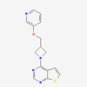 molecular formula C15H14N4OS B2626117 3-[(1-{Thieno[2,3-d]pyrimidin-4-yl}azetidin-3-yl)methoxy]pyridine CAS No. 2379994-40-6