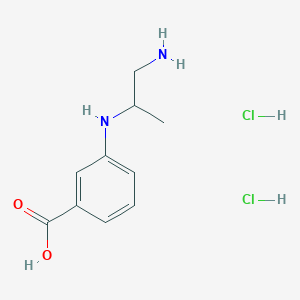 molecular formula C10H16Cl2N2O2 B2626119 3-[(1-aminopropan-2-yl)amino]benzoicaciddihydrochloride CAS No. 2377036-00-3