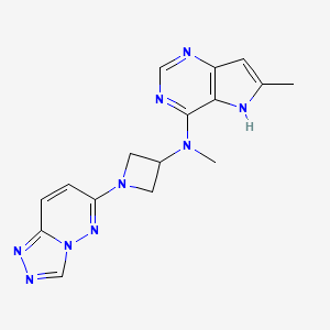 molecular formula C16H17N9 B2626121 N-methyl-N-{6-methyl-5H-pyrrolo[3,2-d]pyrimidin-4-yl}-1-{[1,2,4]triazolo[4,3-b]pyridazin-6-yl}azetidin-3-amine CAS No. 2201734-15-6