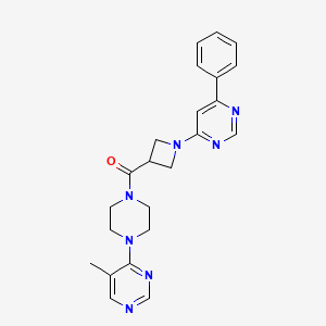 molecular formula C23H25N7O B2626137 (4-(5-Methylpyrimidin-4-yl)piperazin-1-yl)(1-(6-phenylpyrimidin-4-yl)azetidin-3-yl)methanone CAS No. 2034258-52-9
