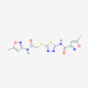 molecular formula C13H12N6O4S2 B2626159 5-methyl-N-(5-((2-((5-methylisoxazol-3-yl)amino)-2-oxoethyl)thio)-1,3,4-thiadiazol-2-yl)isoxazole-3-carboxamide CAS No. 1226457-66-4