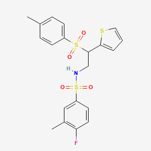 4-fluoro-3-methyl-N-(2-(thiophen-2-yl)-2-tosylethyl)benzenesulfonamide