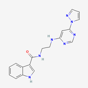 molecular formula C18H17N7O B2626169 N-(2-((6-(1H-pyrazol-1-yl)pyrimidin-4-yl)amino)ethyl)-1H-indole-3-carboxamide CAS No. 1203196-27-3