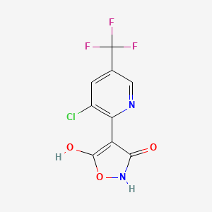 molecular formula C9H4ClF3N2O3 B2626188 4-[3-Chloro-5-(trifluoromethyl)-2-pyridinyl]-3,5-isoxazolediol CAS No. 338407-04-8