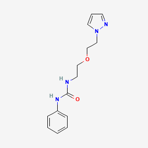 molecular formula C14H18N4O2 B2626193 1-(2-(2-(1H-pyrazol-1-yl)ethoxy)ethyl)-3-phenylurea CAS No. 2034232-26-1