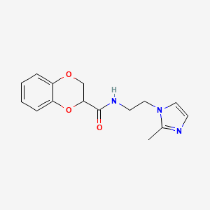 molecular formula C15H17N3O3 B2626199 N-[2-(2-methyl-1H-imidazol-1-yl)ethyl]-2,3-dihydro-1,4-benzodioxine-2-carboxamide CAS No. 1286724-55-7