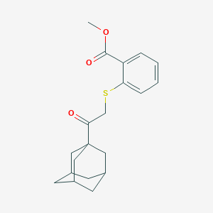molecular formula C20H24O3S B262621 Methyl 2-{[2-(1-adamantyl)-2-oxoethyl]sulfanyl}benzoate 