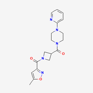 molecular formula C18H21N5O3 B2626214 (5-Methylisoxazol-3-yl)(3-(4-(pyridin-2-yl)piperazine-1-carbonyl)azetidin-1-yl)methanone CAS No. 1705814-87-4