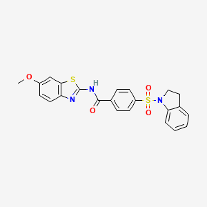 molecular formula C23H19N3O4S2 B2626218 4-(indolin-1-ylsulfonyl)-N-(6-methoxybenzo[d]thiazol-2-yl)benzamide CAS No. 361482-20-4