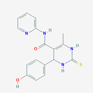molecular formula C17H16N4O2S B2626224 4-(4-hydroxyphenyl)-6-methyl-N-(pyridin-2-yl)-2-thioxo-1,2,3,4-tetrahydropyrimidine-5-carboxamide CAS No. 439128-77-5