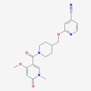 2-[[1-(4-Methoxy-1-methyl-6-oxopyridine-3-carbonyl)piperidin-4-yl]methoxy]pyridine-4-carbonitrile
