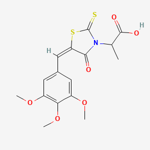 2-[(5E)-4-oxo-2-sulfanylidene-5-[(3,4,5-trimethoxyphenyl)methylidene]-1,3-thiazolidin-3-yl]propanoic acid