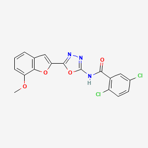 molecular formula C18H11Cl2N3O4 B2626241 2,5-dichloro-N-[5-(7-methoxy-1-benzofuran-2-yl)-1,3,4-oxadiazol-2-yl]benzamide CAS No. 922122-50-7