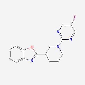 molecular formula C16H15FN4O B2626243 2-[1-(5-Fluoropyrimidin-2-yl)piperidin-3-yl]-1,3-benzoxazole CAS No. 2326305-60-4