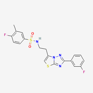 4-fluoro-N-(2-(2-(3-fluorophenyl)thiazolo[3,2-b][1,2,4]triazol-6-yl)ethyl)-3-methylbenzenesulfonamide