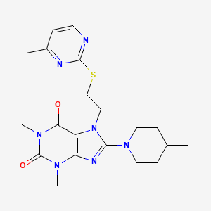 1,3-dimethyl-8-(4-methylpiperidin-1-yl)-7-(2-((4-methylpyrimidin-2-yl)thio)ethyl)-1H-purine-2,6(3H,7H)-dione
