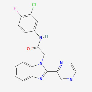molecular formula C19H13ClFN5O B2626252 N-(3-chloro-4-fluorophenyl)-2-(2-(pyrazin-2-yl)-1H-benzo[d]imidazol-1-yl)acetamide CAS No. 1203032-96-5