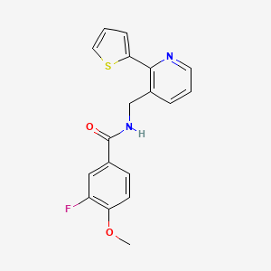 molecular formula C18H15FN2O2S B2626274 3-fluoro-4-methoxy-N-((2-(thiophen-2-yl)pyridin-3-yl)methyl)benzamide CAS No. 2034315-34-7