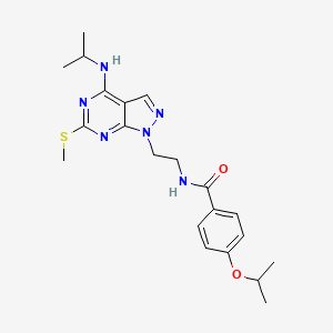 molecular formula C21H28N6O2S B2626278 4-异丙氧基-N-(2-(4-(异丙基氨基)-6-(甲硫基)-1H-吡唑并[3,4-d]嘧啶-1-基)乙基)苯甲酰胺 CAS No. 946364-12-1