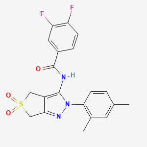 molecular formula C20H17F2N3O3S B2626283 N-(2-(2,4-二甲基苯基)-5,5-二氧代-4,6-二氢-2H-噻吩[3,4-c]吡唑-3-基)-3,4-二氟苯甲酰胺 CAS No. 893952-01-7