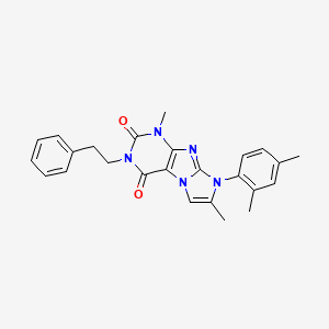molecular formula C25H25N5O2 B2626284 8-(2,4-dimethylphenyl)-1,7-dimethyl-3-phenethyl-1H-imidazo[2,1-f]purine-2,4(3H,8H)-dione CAS No. 899987-36-1