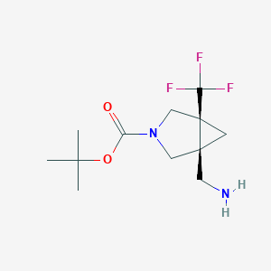 molecular formula C12H19F3N2O2 B2626287 Tert-butyl (1S,5S)-1-(aminomethyl)-5-(trifluoromethyl)-3-azabicyclo[3.1.0]hexane-3-carboxylate CAS No. 2155840-58-5