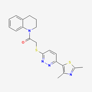 molecular formula C20H20N4OS2 B2626289 1-(3,4-dihydroquinolin-1(2H)-yl)-2-((6-(2,4-dimethylthiazol-5-yl)pyridazin-3-yl)thio)ethanone CAS No. 894008-85-6