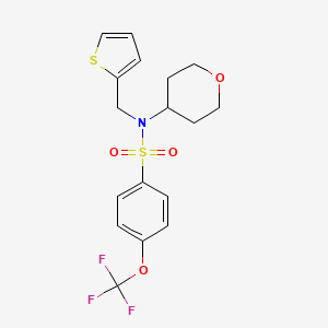 molecular formula C17H18F3NO4S2 B2626290 N-(oxan-4-yl)-N-[(thiophen-2-yl)methyl]-4-(trifluoromethoxy)benzene-1-sulfonamide CAS No. 1798521-87-5