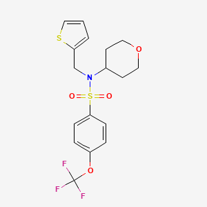 molecular formula C17H18F3NO4S2 B2626290 N-(tetrahydro-2H-pyran-4-yl)-N-(thiophen-2-ylmethyl)-4-(trifluoromethoxy)benzenesulfonamide CAS No. 1798521-87-5