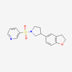 molecular formula C17H18N2O3S B2626299 3-{[3-(2,3-Dihydro-1-benzofuran-5-yl)pyrrolidin-1-yl]sulfonyl}pyridine CAS No. 2097863-27-7