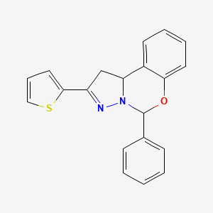 4-Phenyl-2-thiophen-2-yl-1,9b-dihydro-5-oxa-3,3a-diaza-cyclopenta[a]naphthalene