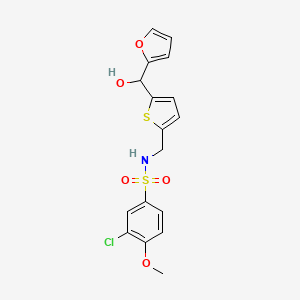 molecular formula C17H16ClNO5S2 B2626316 3-氯-N-((5-(呋喃-2-基(羟基)甲基)噻吩-2-基)甲基)-4-甲氧基苯磺酰胺 CAS No. 1798674-42-6