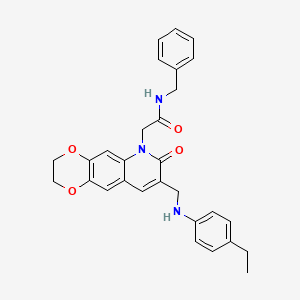 N-benzyl-2-(8-(((4-ethylphenyl)amino)methyl)-7-oxo-2,3-dihydro-[1,4]dioxino[2,3-g]quinolin-6(7H)-yl)acetamide