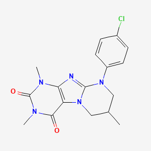 molecular formula C17H18ClN5O2 B2626327 9-(4-chlorophenyl)-1,3,7-trimethyl-7,8-dihydro-6H-purino[7,8-a]pyrimidine-2,4-dione CAS No. 862487-64-7