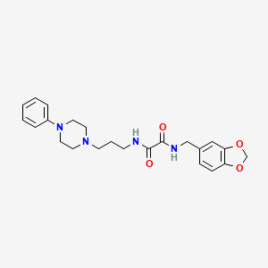 molecular formula C23H28N4O4 B2626367 N1-(苯并[d][1,3]二噁杂环-5-基甲基)-N2-(3-(4-苯基哌嗪-1-基)丙基)草酰胺 CAS No. 1049567-66-9