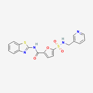 molecular formula C18H14N4O4S2 B2626375 N-(1,3-benzothiazol-2-yl)-5-{[(pyridin-3-yl)methyl]sulfamoyl}furan-2-carboxamide CAS No. 1170244-91-3