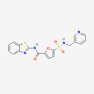 molecular formula C18H14N4O4S2 B2626375 N-(benzo[d]thiazol-2-yl)-5-(N-(pyridin-3-ylmethyl)sulfamoyl)furan-2-carboxamide CAS No. 1170244-91-3