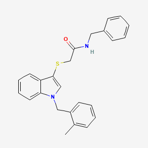 N-benzyl-2-[1-[(2-methylphenyl)methyl]indol-3-yl]sulfanylacetamide