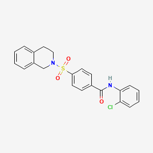 molecular formula C22H19ClN2O3S B2626387 N-(2-chlorophenyl)-4-(1,2,3,4-tetrahydroisoquinoline-2-sulfonyl)benzamide CAS No. 391876-66-7