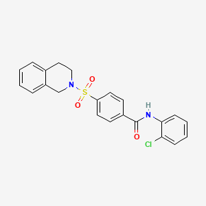 molecular formula C22H19ClN2O3S B2626387 N-(2-chlorophenyl)-4-(3,4-dihydro-1H-isoquinolin-2-ylsulfonyl)benzamide CAS No. 391876-66-7
