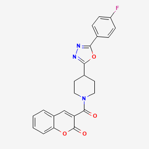 molecular formula C23H18FN3O4 B2626389 3-(4-(5-(4-fluorophenyl)-1,3,4-oxadiazol-2-yl)piperidine-1-carbonyl)-2H-chromen-2-one CAS No. 1209762-55-9