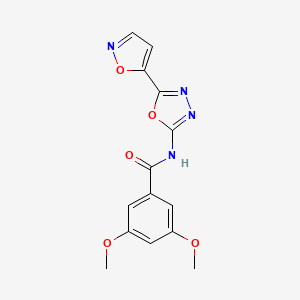 molecular formula C14H12N4O5 B2626392 N-(5-(isoxazol-5-yl)-1,3,4-oxadiazol-2-yl)-3,5-dimethoxybenzamide CAS No. 946312-50-1