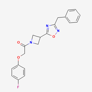 molecular formula C20H18FN3O3 B2626397 1-(3-(3-Benzyl-1,2,4-oxadiazol-5-yl)azetidin-1-yl)-2-(4-fluorophenoxy)ethanone CAS No. 1396794-09-4