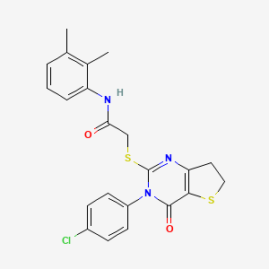 molecular formula C22H20ClN3O2S2 B2626403 2-{[3-(4-chlorophenyl)-4-oxo-3H,4H,6H,7H-thieno[3,2-d]pyrimidin-2-yl]sulfanyl}-N-(2,3-dimethylphenyl)acetamide CAS No. 687563-52-6