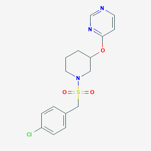 molecular formula C16H18ClN3O3S B2626444 4-((1-((4-Chlorobenzyl)sulfonyl)piperidin-3-yl)oxy)pyrimidine CAS No. 2034472-50-7